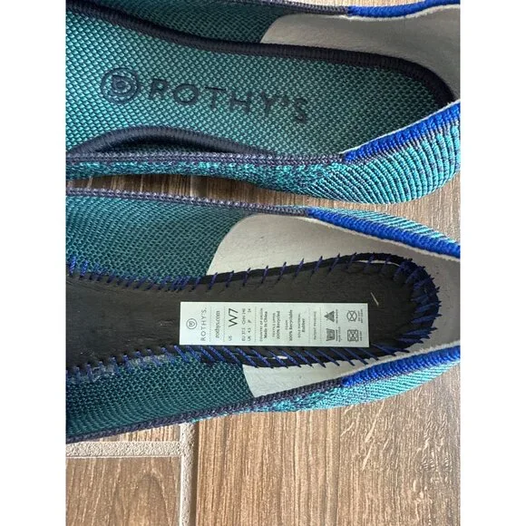 Rothy's size 7 Spruce Python blue Points worn 1 time! - Picture 4 of 8